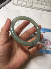Load image into Gallery viewer, 55.4mm Certified type A 100% Natural light green gray round cut Jadeite bangle PD36-9589