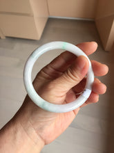 Load image into Gallery viewer, 56mm certified Type A 100% Natural white sunny green purple slim round cut Jadeite Jade bangle PB263-3202