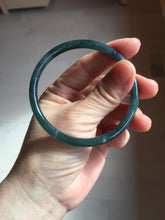 Load image into Gallery viewer, 58.3mm Certified Type A 100% Natural dark green/blue/gray Guatemala slim round cut Jadeite bangle BP201-5512