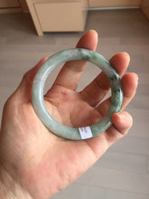 Load image into Gallery viewer, 55.3mm certified 100% natural Type A light green purple with green floating flowers round cut jadeite jade bangle BS110-2523
