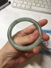 Load image into Gallery viewer, 55.4mm Certified type A 100% Natural light green gray round cut Jadeite bangle PD36-9589
