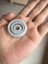 Load image into Gallery viewer, 33.6/23.5/14.7mm Type A 100% Natural light purple white Jadeite Jade concentric circle safety Guardian ring pendant set BK113