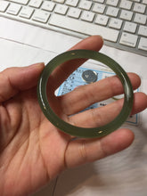 Load image into Gallery viewer, 53.7mm Certified 100% Natural lake green gray black Nephrite Bangle HN174-6922