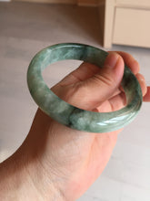 Load image into Gallery viewer, Shopify only 59mm Certified Type A 100% Natural dark green flying flowers Jadeite Jade bangle BF126-8561