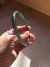 Load image into Gallery viewer, 60mm Certified Type A 100% Natural dark green/blue/gray with Guatemala slim round cut Jadeite bangle PE49-7058