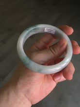 Load image into Gallery viewer, 57.9mm certified type A 100% Natural light green/white jadeite jade bangle BN62-8630
