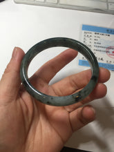Load image into Gallery viewer, 56.8mm Certified 100% natural Type A oily dark green/gray (老油青) jadeite jade bangle PA78-6284