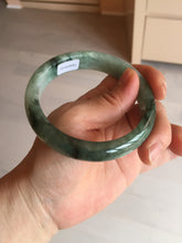 Load image into Gallery viewer, Shopify only 59mm Certified Type A 100% Natural dark green flying flowers Jadeite Jade bangle BF126-8561