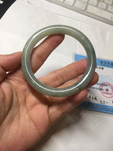 Load image into Gallery viewer, 55.4mm Certified type A 100% Natural light green gray round cut Jadeite bangle PD36-9589