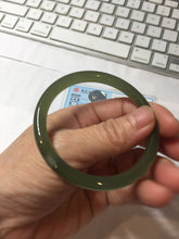 Load image into Gallery viewer, 53.7mm Certified 100% Natural lake green gray black Nephrite Bangle HN174-6922