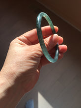 Load image into Gallery viewer, 58.5mm Certified Type A 100% Natural icy watery light green/blue/gray Guatemala slim round cut Jadeite bangle BG94-2498