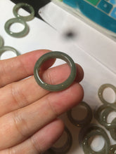 Load image into Gallery viewer, 17.9mm/size 7 3/4 100% natural type A icy watery dark green/light green/yellow/gray jadeite jade band ring BF34