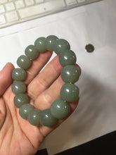 Load image into Gallery viewer, 14x13mm 100% Natural light green/gray vintage style nephrite Jade bead bracelet HE108