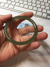 Load image into Gallery viewer, 53.7mm Certified 100% Natural lake green gray black Nephrite Bangle HN174-6922