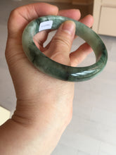Load image into Gallery viewer, Shopify only 59mm Certified Type A 100% Natural dark green flying flowers Jadeite Jade bangle BF126-8561