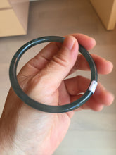Load image into Gallery viewer, 58.5mm Certified Type A 100% Natural icy watery light green/blue/gray Guatemala slim round cut Jadeite bangle BG94-2498