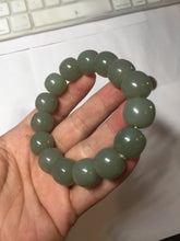 Load image into Gallery viewer, 14x13mm 100% Natural light green/gray vintage style nephrite Jade bead bracelet HE108