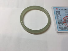 Load image into Gallery viewer, 51.5mm Certified 100% Natural icy watery light green yellow gray Clear Sky Water Green (晴水)Nephrite Bangle HN175-6930