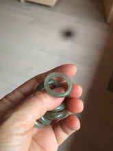 Load image into Gallery viewer, 17.9mm/size 7 3/4 100% natural type A icy watery dark green/light green/yellow/gray jadeite jade band ring BF34