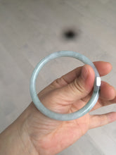 Load image into Gallery viewer, 56.8mm certified Type A 100% Natural green/white slim round cut Jadeite Jade bangle M84-0142