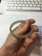 Load image into Gallery viewer, 51.5mm Certified 100% Natural icy watery light green yellow gray Clear Sky Water Green (晴水)Nephrite Bangle HN175-6930