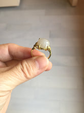 Load image into Gallery viewer, 100% Natural pale pink(藕粉) light gray nephrite cabochon Jade ring (adjustable size) HE114