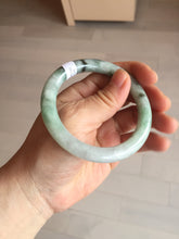 Load image into Gallery viewer, 55.2mm certified 100% natural Type A light green with green floating flowers round cut jadeite jade bangle BS109-2524