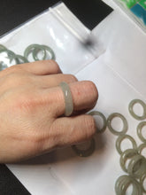 Load image into Gallery viewer, 17.9mm/size 7 3/4 100% natural type A icy watery dark green/light green/yellow/gray jadeite jade band ring BF34