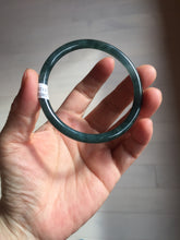 Load image into Gallery viewer, 56mm Certified Type A 100% Natural dark green/blue/gray Guatemala slim round cut Jadeite bangle BP197-2078