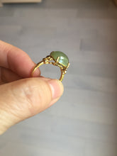 Load image into Gallery viewer, 100% Natural light green gray nephrite cabochon Jade ring (adjustable size) HE113
