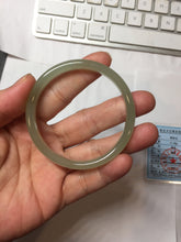 Load image into Gallery viewer, 51.5mm Certified 100% Natural icy watery light green yellow gray Clear Sky Water Green (晴水)Nephrite Bangle HN175-6930