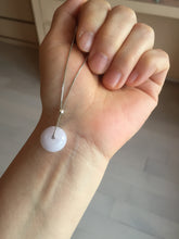 Load image into Gallery viewer, 14mm Type A 100% Natural light purple white Abacus-Bead Peace and Safety Guardian Donuts Buckle jadeite Pendant group PH116
