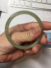 Load image into Gallery viewer, 51.5mm Certified 100% Natural icy watery light green yellow gray Clear Sky Water Green (晴水)Nephrite Bangle HN175-6930