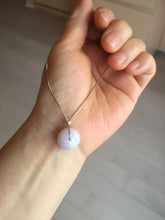 Load image into Gallery viewer, 14mm Type A 100% Natural light purple white Abacus-Bead Peace and Safety Guardian Donuts Buckle jadeite Pendant group PH116