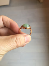 Load image into Gallery viewer, 100% Natural light green gray nephrite cabochon Jade ring (adjustable size) HE112