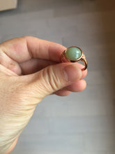 Load image into Gallery viewer, 100% Natural light green gray nephrite cabochon Jade ring (adjustable size) HE112