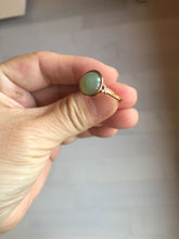 Load image into Gallery viewer, 100% Natural light green gray nephrite cabochon Jade ring (adjustable size) HE112