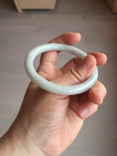 Load image into Gallery viewer, 55.5mm certified 100% natural Type A light green white round cut jadeite jade bangle BS2-9564