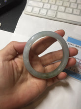 Load image into Gallery viewer, 56.8mm Certified 100% natural Type A icy watery oily dark green/gray(淡油青) jadeite jade bangle PB174-0353