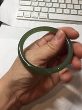 Load image into Gallery viewer, 55.5mm Certified 100% Natural icy watery light green yellow gray Deep Lake Water Green Nephrite Bangle HN176-6917