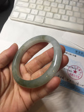 Load image into Gallery viewer, 56.8mm Certified 100% natural Type A icy watery oily dark green/gray(淡油青) jadeite jade bangle PB174-0353