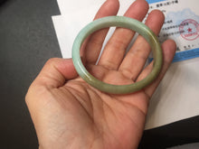 Load image into Gallery viewer, 53mm Certified Type A 100% Natural apple green brown oval Jadeite bangle BH97-2190