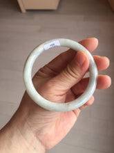 Load image into Gallery viewer, 55.5mm certified 100% natural Type A light green white round cut jadeite jade bangle BS2-9564