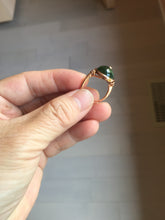 Load image into Gallery viewer, 100% Natural green black nephrite (碧玉) cabochon Jade ring (adjustable size) HE110