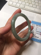 Load image into Gallery viewer, 55.8mm Certified type A 100% Natural light green gray round cut Jadeite bangle PD40-9581