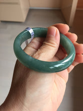 Load image into Gallery viewer, 53.8mm Certified Type A 100% Natural Light Green/Blue/Gray With Flying Snow Guatemala Jadeite Bangle PH267-1242
