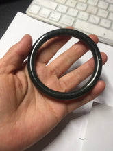 Load image into Gallery viewer, 61.2mm 100% Natural dark green/black meteorite Stellar Night sky round cut nephrite bangle HN81-0748