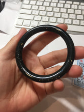 Load image into Gallery viewer, 54.2mm 100% Natural Dark Green/Black Meteorite Starry Night Sky Galaxy Nephrite Bangle HN177-0566