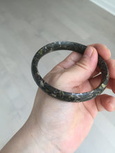 Load image into Gallery viewer, 59.5mm 100% natural black background with white/yellow/red flowers Plum blossom Jade(梅花玉) bangle SY98-7