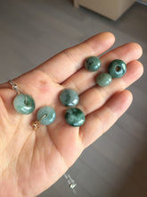 Load image into Gallery viewer, 11-13.7mm Type A 100% Natural dark green gray(油青) Abacus-Bead Peace and Safety Guardian Donuts Buckle jadeite Pendant group PA206(add on item)